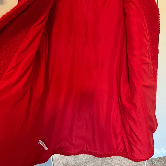 Ann Taylor Loft Boucle Funnel Neck Red Winter Coat Large - Picture 5 of 10